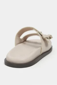 Nisantasi Shoes Cute BEIGE RUSTIC Double Banded Flat Sole Women Slippers - Image 5