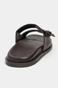 Nisantasi Shoes Cute Brown RUSTIC Double Banded Flat Sole Women Slippers - Image 7