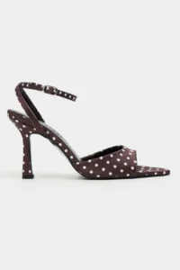 Nisantasi Shoes JULIAN Brown Satin Puantiye Patterned Fiyonk Detailed Women Heels Shoes - Image 3