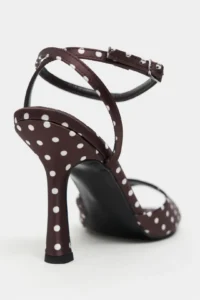 Nisantasi Shoes JULIAN Brown Satin Puantiye Patterned Fiyonk Detailed Women Heels Shoes - Image 5