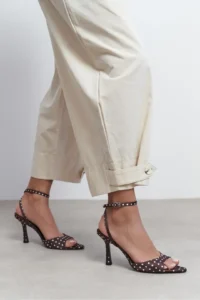 Nisantasi Shoes JULIAN Brown Satin Puantiye Patterned Fiyonk Detailed Women Heels Shoes - Image 8