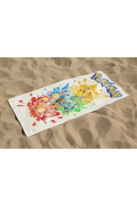 Erays Home Pokemon Pikachu Patterned Digital Printed Children's Beach Towel Cotton Beach Towel Sea Towel - Image 2