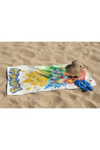 Erays Home Pokemon Pikachu Patterned Digital Printed Children's Beach Towel Cotton Beach Towel Sea Towel - Image 4