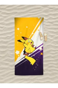 Erays Home Pikachu Patterned Printed Beach Towel Cotton Children's Beach Towel Sea Towel