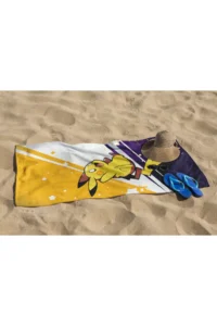 Erays Home Pikachu Patterned Printed Beach Towel Cotton Children's Beach Towel Sea Towel - Image 4