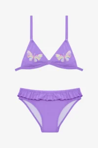 Penti Lilac Girl's Butterfly Ruffled Triangle Bikini Set