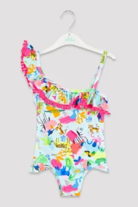 Penti Girl's Multicolored Tropical Patterned Discovery Swimsuit - Image 3