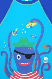 Penti Boys' Pirate and Octopus Patterned Turquoise Swim Top - Image 2
