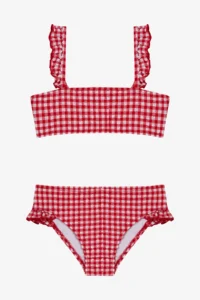 Penti Girl's Gigham Checked Ruffle Bandeau Bikini Set