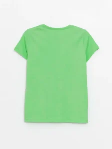LCW Kids Green Crew Neck Basic Short Sleeve Girls' T-Shirt - Image 2