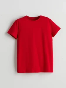 LCW Kids Red Crew Neck Plain Combed Cotton Girls' T-Shirt - Image 2