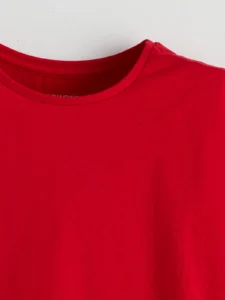 LCW Kids Red Crew Neck Plain Combed Cotton Girls' T-Shirt - Image 4
