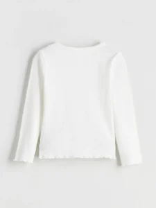 LCW Kids Ecru Crew Neck Basic Girls' T-Shirt - Image 4