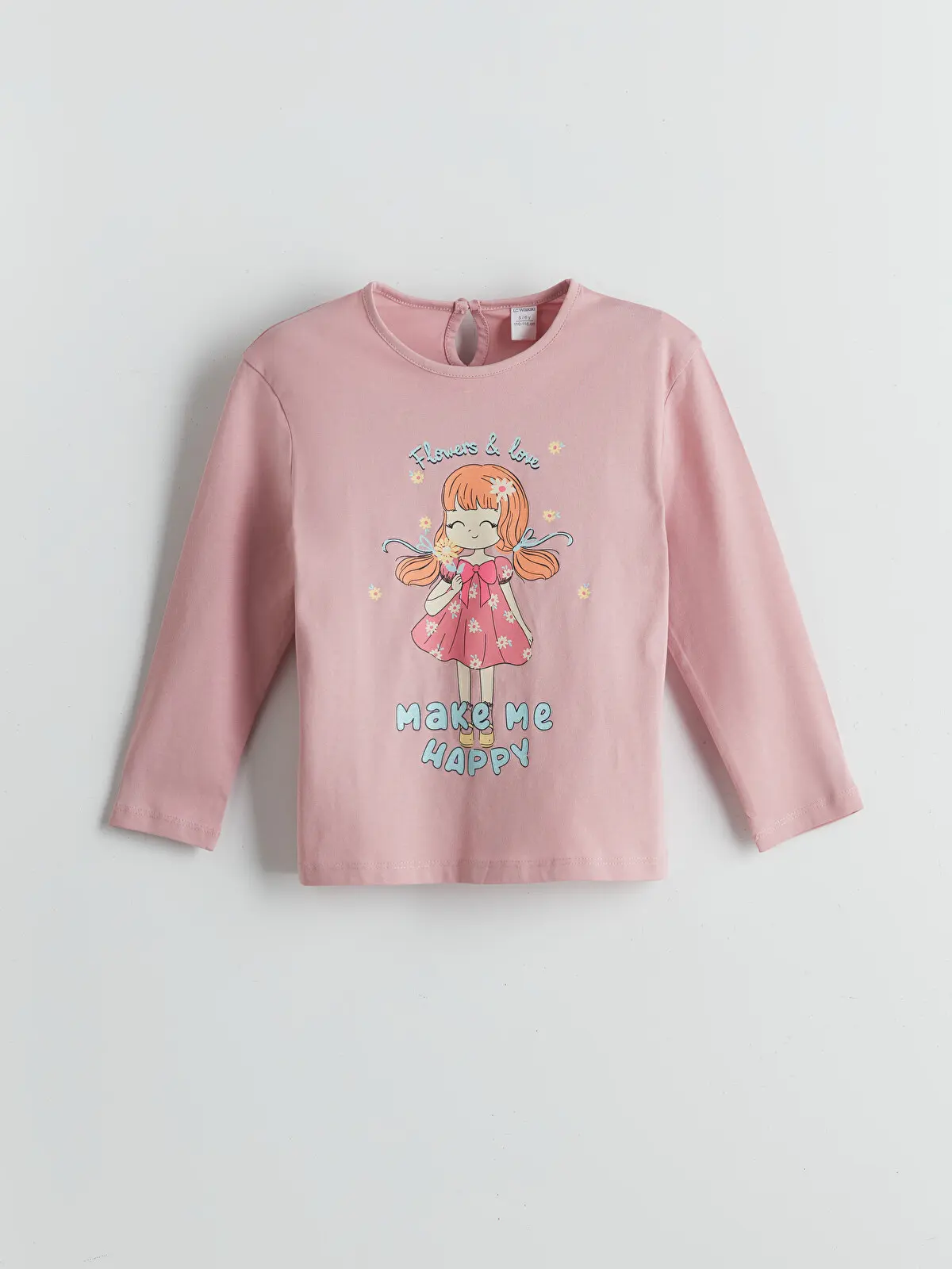 S54296Z1-FHR_1 LCW Kids Pink Crew Neck Printed Girls' T-Shirt - Image 1