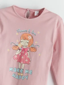 LCW Kids Pink Crew Neck Printed Girls' T-Shirt - Image 3
