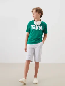 LCW Kids Green Crew Neck Tokyo Printed Boys' T-Shirt - Image 2