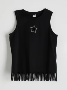 LCW Kids Black Crew Neck Rocky Girls' Tank Top