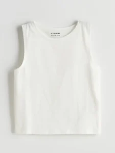 LCW Kids White Crew Neck Plain Girls' Tank Top