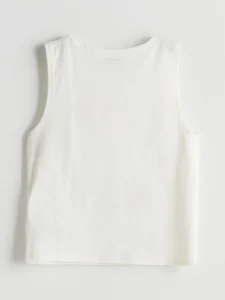 LCW Kids White Crew Neck Plain Girls' Tank Top - Image 3