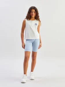 LCW Kids Blue Elastic Waist Girls' Short Leggings