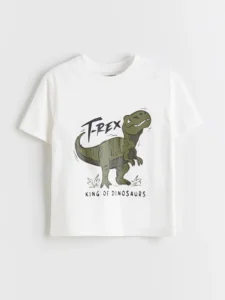 LCW Kids White Dinozor Printed Boys' T-Shirt - Image 2