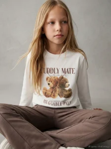 LCW Kids White Crew Neck Printed Girls' T-Shirt