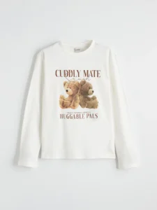 LCW Kids White Crew Neck Printed Girls' T-Shirt - Image 2