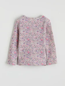 LCW Kids Pink Crew Neck Floral Girls' Ribbed T-Shirt - Image 4