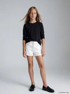 LCW Kids Black Crew Neck Basic Girls' T-Shirt - Image 2