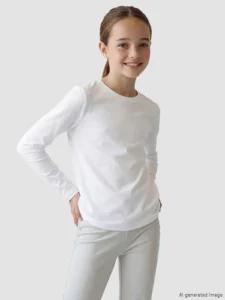 LCW Kids White Crew Neck Basic Girls' T-Shirt