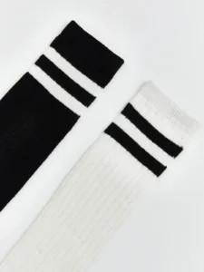LCW Kids Ecru Striped Girls' Diz Six Socks 2 Sets - Image 3