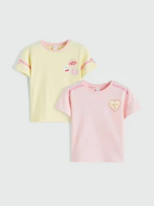 Crew Neck Printed Girls' T-Shirt 2 Sets - Image 2