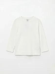 LCW Kids White Crew Neck Embroidered Girls' T-Shirt