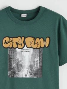 LCW Kids Green Crew Neck Printed Boys' T-Shirt - Image 4
