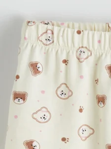LCW Kids Ecru Printed Combed Cotton Girls' Pajamas Bottom - Image 3