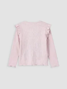 LCW Kids Pink Crew Neck Frilly Girls' T-Shirt - Image 3