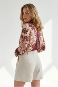 Olalook Women Stone with pocket pleated Linen Shorts - Image 6