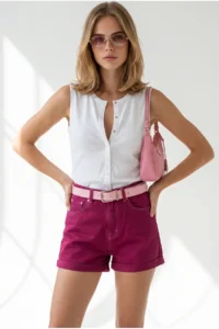 Olalook Women's Plum-Folded Pocket Shorts - Image 2
