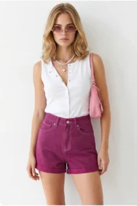Olalook Women's Plum-Folded Pocket Shorts - Image 4