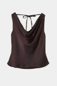Trendyol Curve Dark Brown Satin Weaving Plus Size Blouse - Image 4