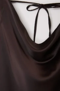 Trendyol Curve Dark Brown Satin Weaving Plus Size Blouse - Image 5