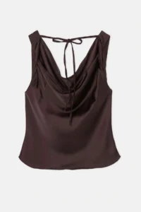 Trendyol Curve Dark Brown Satin Weaving Plus Size Blouse - Image 6