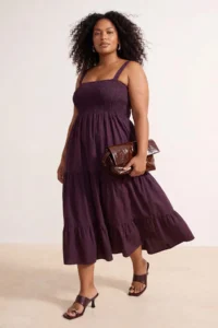 Trendyol Curve Burgundy Weaving Plus Size Dress - Image 2