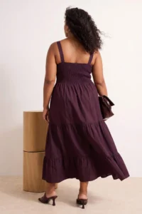 Trendyol Curve Burgundy Weaving Plus Size Dress - Image 3