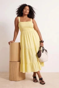 Trendyol Curve Yellow Weaving Plus Size Dress