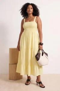 Trendyol Curve Yellow Weaving Plus Size Dress - Image 2