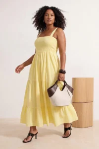 Trendyol Curve Yellow Weaving Plus Size Dress - Image 3