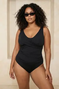 Trendyol Curve Black Effective for thinning Shaping Double breasted Detailed Swimsuit - Image 2