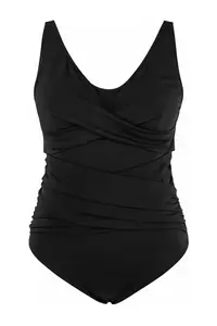 Trendyol Curve Black Effective for thinning Shaping Double breasted Detailed Swimsuit - Image 3