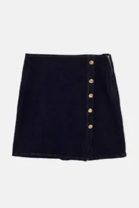 Trendyol Curve DARK BLUE High Waist Button Detailed comfort/Medium Flexible DENIM Plus Size Skirt - Image 4